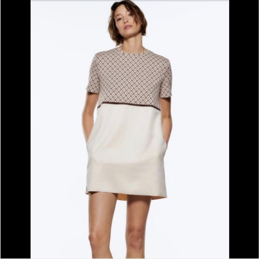 ZARA COMBINATION JACQUARD DRESS Size M